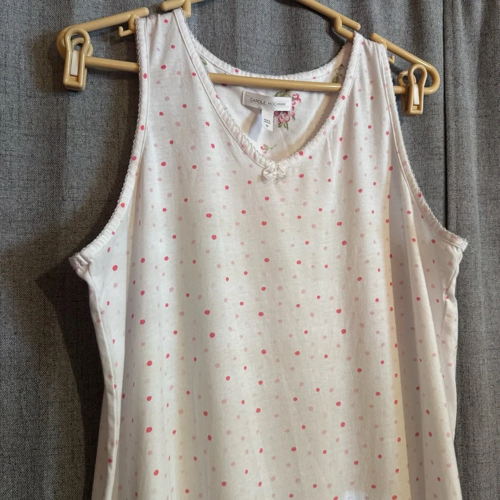 Midnight by Carole Hochman White Top with Pink Polka Dots